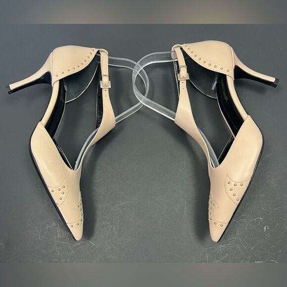 Just Cavalli Nude Low Heel Shoes with Gold Metal Studs - Picture 8 of 14